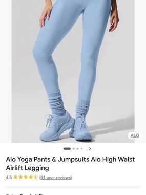 ALO Yoga High Waist Airlift Legging and seamless tank seashell blue Worn twice.